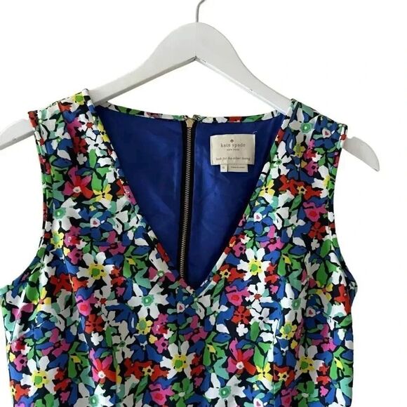 Kate Spade Mira In Full Bloom Floral Sheath Bright Blue Silk SZ 6 #2120 - Picture 3 of 16